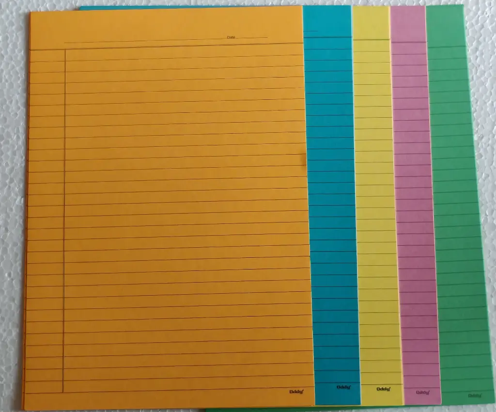Ruled color sheet per piece
