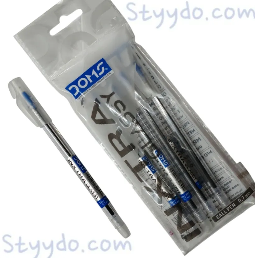 DOMS INXTRA GLASSY 5 pen set (BLUE)