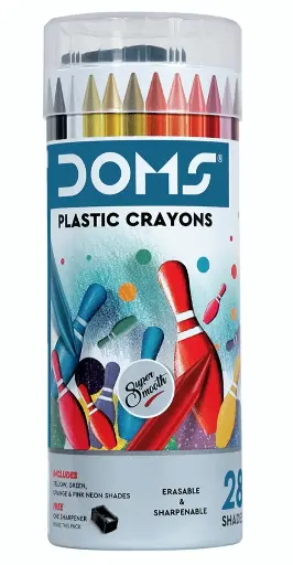 Doms plastic crayons color 28 shade tin pack