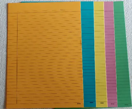 Ruled color sheet per piece